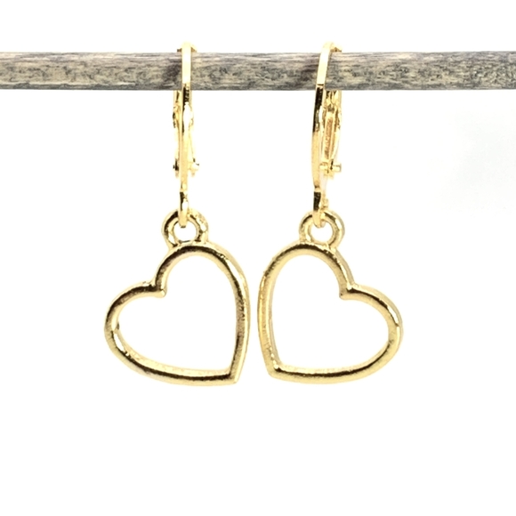 Dainty Golden Heart Earrings - Picture 1 of 5